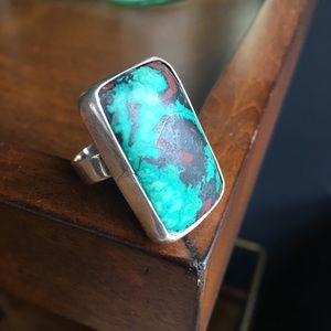 Sterling Oversized Malachite Ring